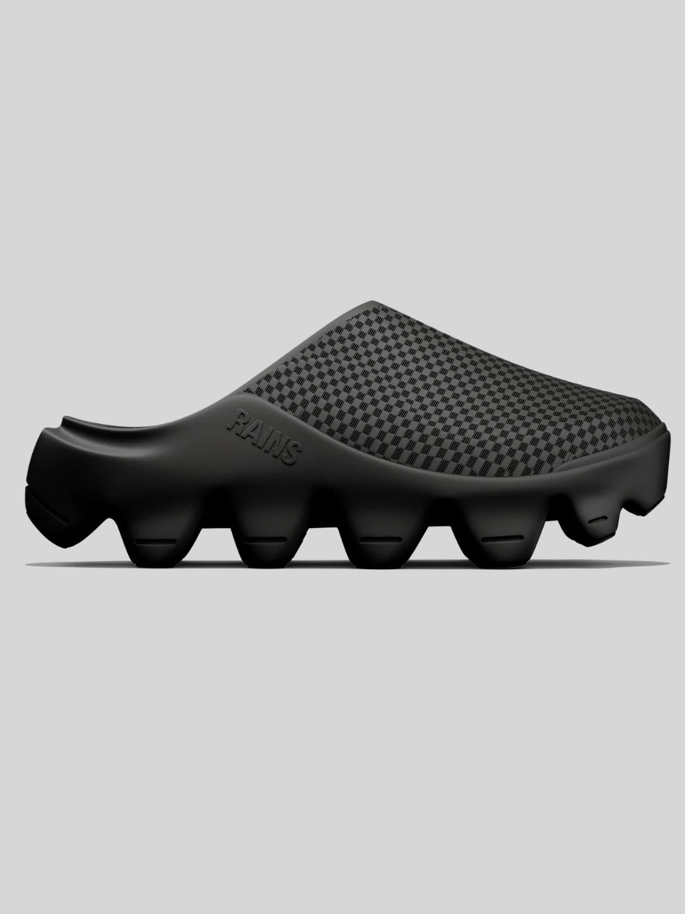 Rains 3D printed Zip-Mule Black Chunky Slip-On Clog 8.5 US Men